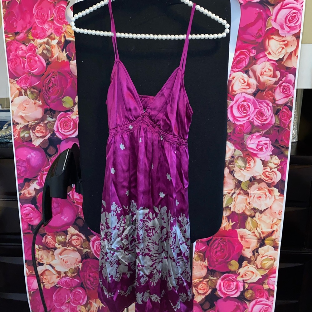 Purple and gray satin express dress